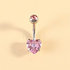 304 Stainless Steel Clear Cubic Zirconia Heart Curved Barbell Belly Rings WG52F32-01-1