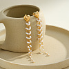 304 Stainless Steel & Plastic Pearl Tassel Stud Earrings WG7F267-01-3