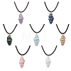 Handmade Porcelain Shell Shaped Pendant Black Waxed Cotton Cord Necklaces NJEW-JN05271-2