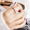 201 Stainless Steel Rhinestone Finger Rings for Women FS-WGA8964-02-4