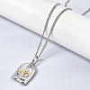 Religion Two Tone 304 Stainless Steel Holy Spirit Bird Rectangle Medal Pendant Necklaces for Women NJEW-K304-02GP-1