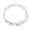 Natural Quartz Crystal Cube & Round Rock Crystal Beaded Stretch Bracelets BJEW-JB10807-01-1