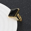 Rhombus Natural Obsidian Finger Rings RJEW-B113-01G-07-3