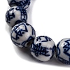 Handmade Blue and White Porcelain Beads Strands PORC-I027-01B-3