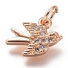 Brass Micro Pave Clear Cubic Zirconia Charms ZIRC-C020-48RG-1