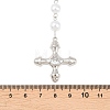 Brass Pave Clear Cubic Zirconia Cross Y Pendant Necklaces with ABS Imitation Pearl Handmade Link Chain NJEW-F364-06P-5