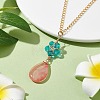 Glass & Cherry Quartz Glass Pendant Necklaces NJEW-JN04675-3