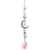 Glass Moon Hanging Suncatcher Pendant Decoration DJEW-PW0008-10A-1