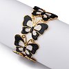 304 Stainless Steel Enamel Cuff Bangles for Women BJEW-P347-01G-C-3