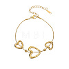 304 Stainless Steel Heart Snake Chain Bracelets for Women WG0154D-01-3