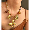 316L Surgical Stainless Steel & Resin Flower Moon Sun Pendant Bib Necklaces for Women WG4E0E9-01-2