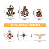 6Pcs 6 Style Anchor & Eagle & Crown & Star Enamel Pins JEWB-FH0001-14-2