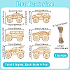36Pcs 6 Styles Car Unfinished Blank Wooden Pendants Set for Painting Arts AJEW-WH0752-598-3