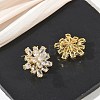 Double Layer Flower Brass & Clear Marquise Cut Cubic Zirconia Stud Earrings KK-CBA36A2-05G-3