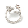 Star Zinc Alloy Rhinestone Open Cuff Ring RJEW-Z048-02P-01-3