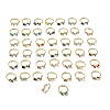 Flower Brass Glass Adjustable Finger Rings GL-CBA18A7-01G-A-4