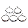 Buddha Head Natural Mixed Gemstone Faceted Beaded Bracelets with 201 Stainless Steel Lobster Claw Clasps BJEW-Q334-10-1