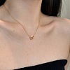 Round Ring 925 Sterling Silver Pave Cubic Zirconia Pendant Necklaces for Women NJEW-F338-05G-5