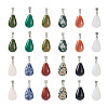 Fashewelry 24Pcs 12 Styles Teardrop Natural & Synthetic Gemstone Pendants G-FW0001-35-2