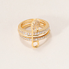 Brass Micro Pave Cubic Zirconia Finger Rings FA7520-7-2