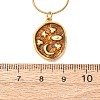 Brass Enamel Pendant 304 Stainless Steel Round Snake Chain Necklaces for Women KK-CBA3D94-01B-G-5