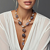 Alloy Resin Imitation Pearl Nuggets Lariat Necklaces for Women WG2BD40-01-2