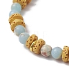 Natural Lava Rock & Synthetic Aqua Terra Jasper & Natural Aquamarine Beads Strethch Bracelets BJEW-JB11666-02-4