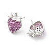 Strawberry Brass Micro Pave Cubic Zirconia Stud Earrings EJEW-M077-15P-2