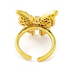 Butterfly Brass Micro Pave Cubic Zirconia Open Cuff Rings for Women RJEW-U003-26B-G-3