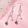 Oval Natural Aquamarine & Natural Cultured Freshwater Pearl Dangle Earrings EJEW-JE06876-1