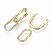 Brass Micro Pave Cubic Zirconia Dangle Huggie Hoop Earrings KK-R137-020A-NF-4