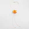 Cloth Flower Pendant Imitation Leather Waxed Cord Tassel Y Necklaces FS-WG643B1-01-1