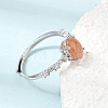 Brass Micro Pave Cubic Zirconia Finger Rings CU-CBA260E-15P-2
