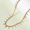 304 Stainless Steel Curb Chain with Bar Tassel Necklaces for Women NJEW-K389-04G-3