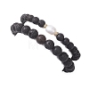 2Pcs Natural Lava Rock Round Beads Stretch Bracelets for Women Men BJEW-JB13054-4
