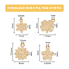 48Pcs 8 Style Rack Plating Brass Charms KK-HY0001-48-2