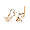 Brass Micro Pave Clear Cubic Zirconia Earring Findings LS-KK-T062-233G-NF-2