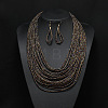 Bohemian Style Glass Seed Beaded Multilayer Necklaces & Teardrop Dangle Earrings Sets WGC1230-05-1