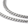 201 Stainless Steel Cuban Link Chain Necklace with 304 Stainless Steel Clasps for Men Women NJEW-M194-01A-P-2