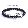 Natural Black Stone & Synthetic Non-magnetic Hematite Beads Stretch Bracelets for Women Men BO6196-3-2