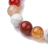 8.5mm Round Natural Carnelian & Howlite & Carnelian & Red Jasper Bead Stretch Bracelets for Women BJEW-JB10944-01-3