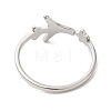 304 Stainless Steel Star & Airplane Open Cuff Ring for Women RJEW-M149-12P-2