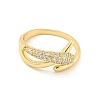 Cross Brass Micro Pave Clear Cubic Zirconia Open Cuff Rings RJEW-G309-10G-2