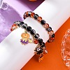 2Pcs Spray Painted Crackle Glass Round Beads Stretch Bracelets BJEW-JB12484-02-1
