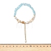 Beachy Natural white Jade Chip Beads & Synthetic Turquoise Charm Bracelets BJEW-JB14140-02-4