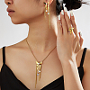 Butterfly Stainless Steel & Plastic Imitation Pearl Earrings & Necklaces & Rings Sets for Women IE2472-3