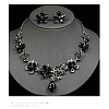 Flower & Teardrop Alloy Glass Stud Earring & Pendant Necklaces Sets for Women FS-WG5A09D-05-1