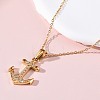 304 Stainless Steel Crystal Rhinestone Anchor Pendant Necklaces NJEW-Z057-01C-G-1