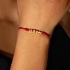 Stylish Round Natural Amethyst & Cross Brass Bead Braided Bracelets GG3213-3