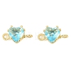 Brass Pave Cubic Zirconia Heart Connector Charms KK-P347-02G-02-2